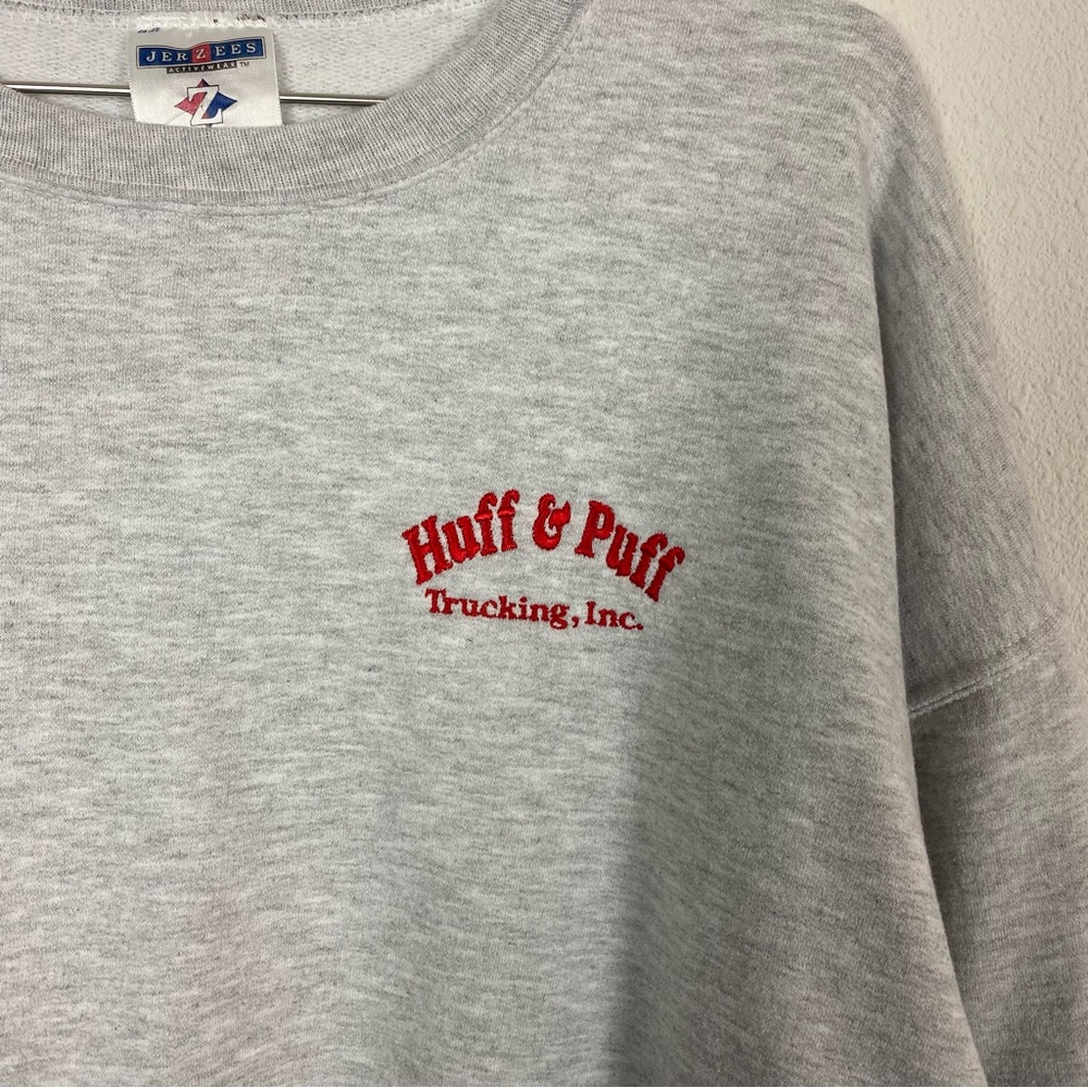 Men's Vintage Jerzees Nublend Huff & Puff Trucking Inc 420 Crewneck Sweater - Picture 2 of 5